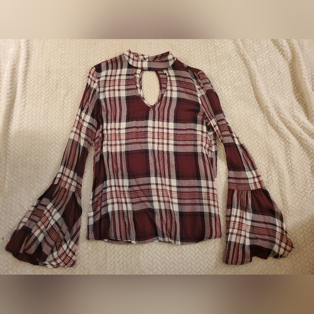 American Rag Plaid Blouse - Red and White